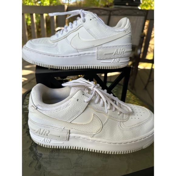 Nike Air Force 1 Shadow Triple‎ White Women\'s 8  Sneakers Shoes CI0919-100